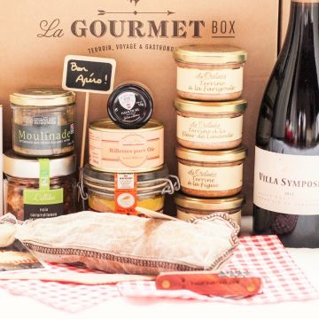 LA GOURMET BOX FRANZÖSISCHE HORSD'ŒUVRES DE LUXE mit Rotwein