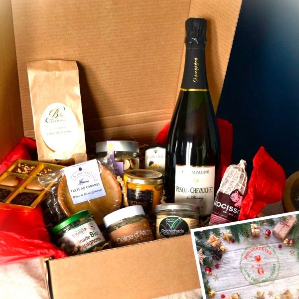 Vegetarischer Weihnachts-Gourmetkorb (mit Champagner Grand Cru)
