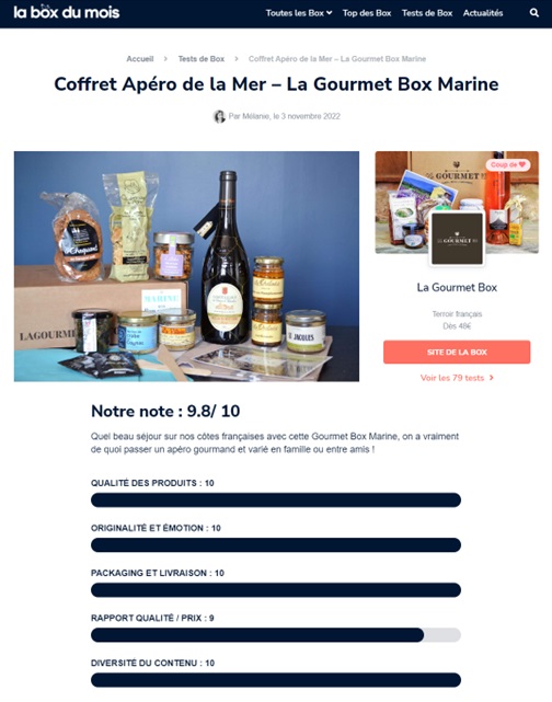 Panier gourmand de la mer sous forme de menu de fêtes - Un régal !